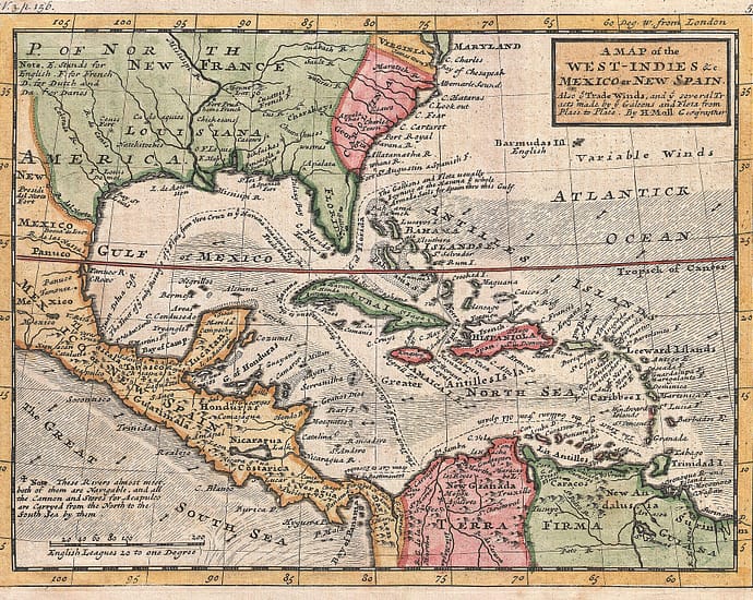 1732_Herman_Moll_Map_of_the_West_Indies_and_Caribbean_-_Geographicus_-_WestIndies-moll-1732